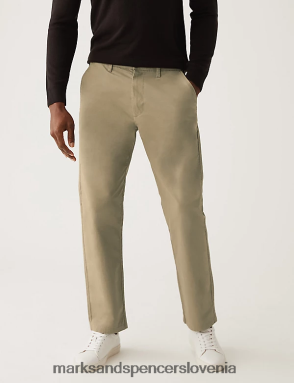 ohlapni raztegljivi chinos hlače temen kamen Marks & Spencer oblačila moški 6T8F6X6565