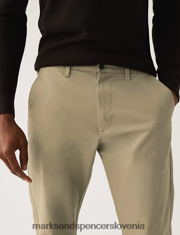 ohlapni raztegljivi chinos hlače temen kamen Marks & Spencer oblačila moški 6T8F6X6565