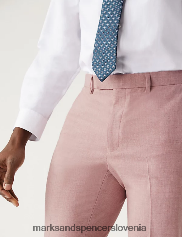 ozke hlače iz raztegljivega kostuma roza Marks & Spencer oblačila moški 6T8F6X5023