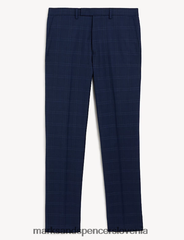 ozke kariraste hlače modra Marks & Spencer oblačila moški 6T8F6X5033
