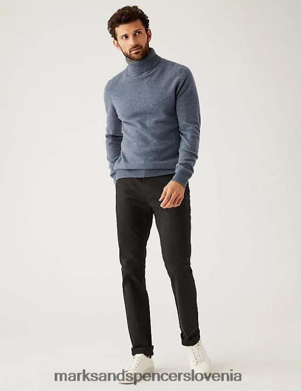 ozki raztegljivi chinos hlače črna mešanica Marks & Spencer oblačila moški 6T8F6X7328