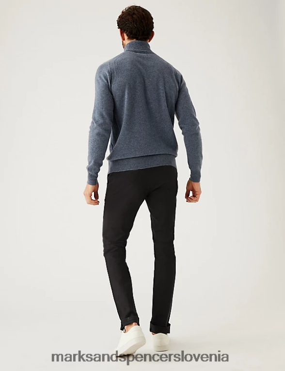 ozki raztegljivi chinos hlače črna mešanica Marks & Spencer oblačila moški 6T8F6X7328