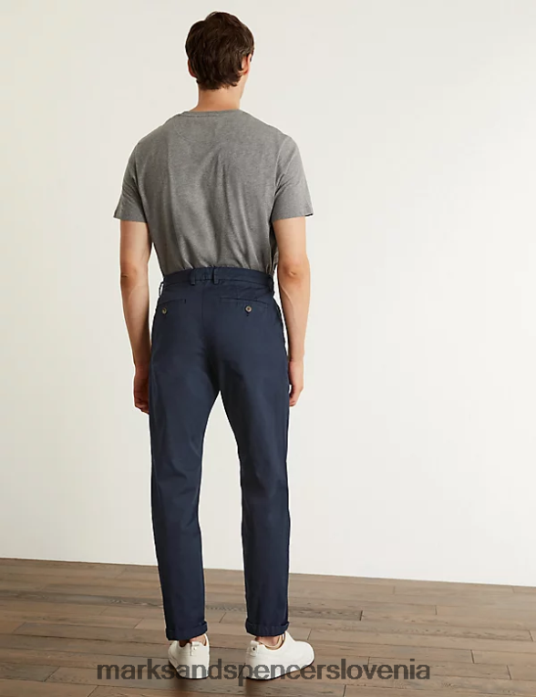 ozki raztegljivi chinos hlače srednja mornarica Marks & Spencer oblačila moški 6T8F6X6900