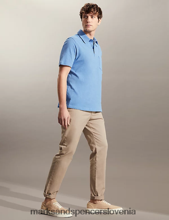 ozki raztegljivi chinos hlače srednje bež Marks & Spencer oblačila moški 6T8F6X7240