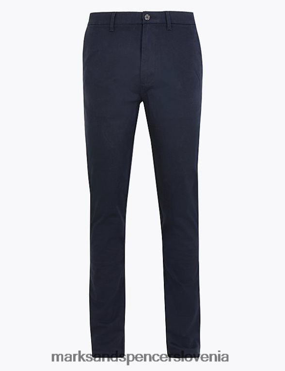 ozki raztegljivi chinos hlače temna mornarica Marks & Spencer oblačila moški 6T8F6X6986