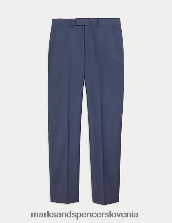 prilagojene hlače iz čiste volne chambray Marks & Spencer oblačila moški 6T8F6X5832
