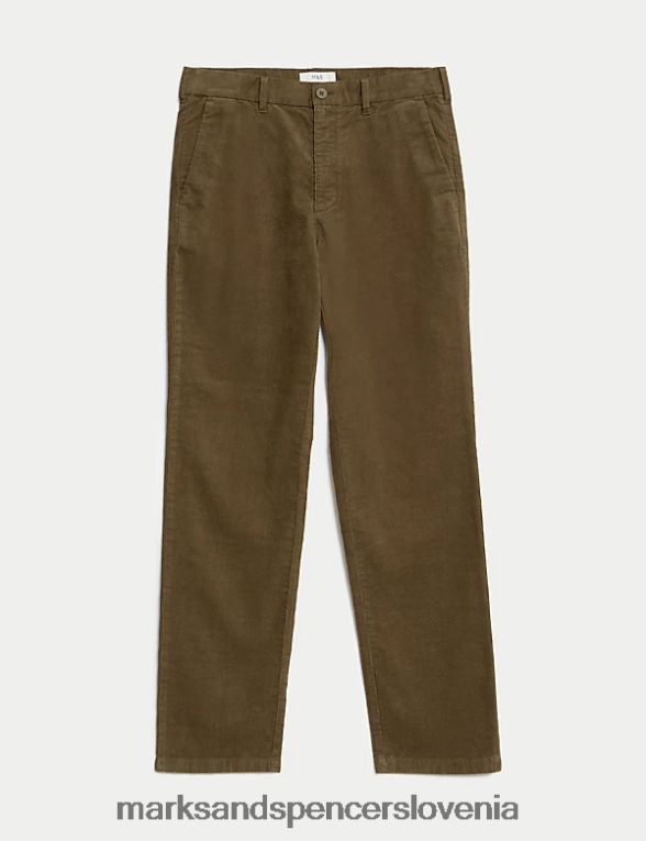 raztegljive hlače chinos iz velveta običajnega kroja kostanj Marks & Spencer oblačila moški 6T8F6X6472