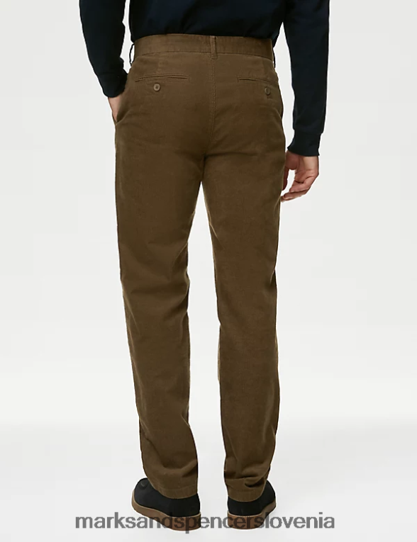 raztegljive hlače chinos iz velveta običajnega kroja kostanj Marks & Spencer oblačila moški 6T8F6X6472