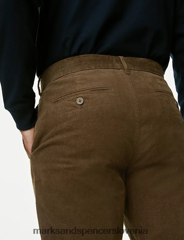 raztegljive hlače chinos iz velveta običajnega kroja kostanj Marks & Spencer oblačila moški 6T8F6X6472