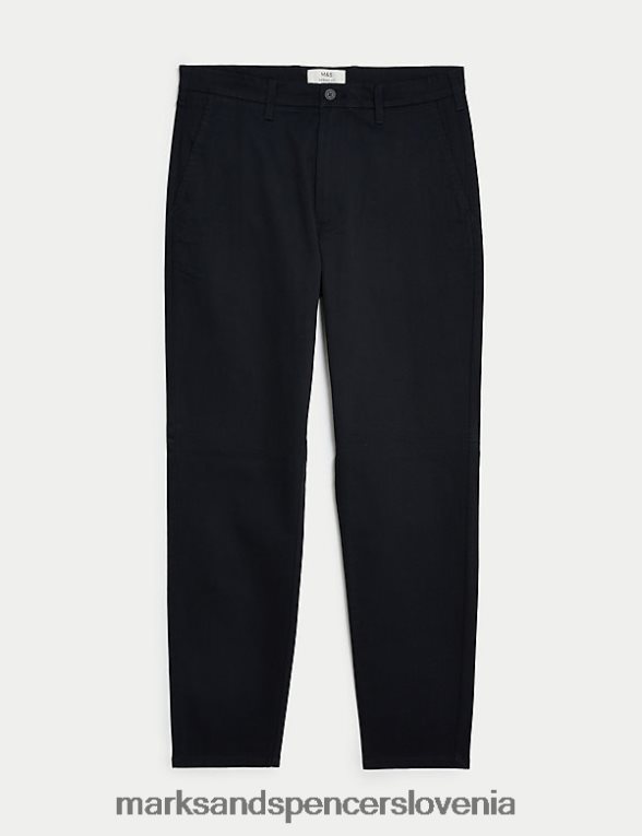 raztegljive hlače chinos s koničastim krojem mornarica Marks & Spencer oblačila moški 6T8F6X5964