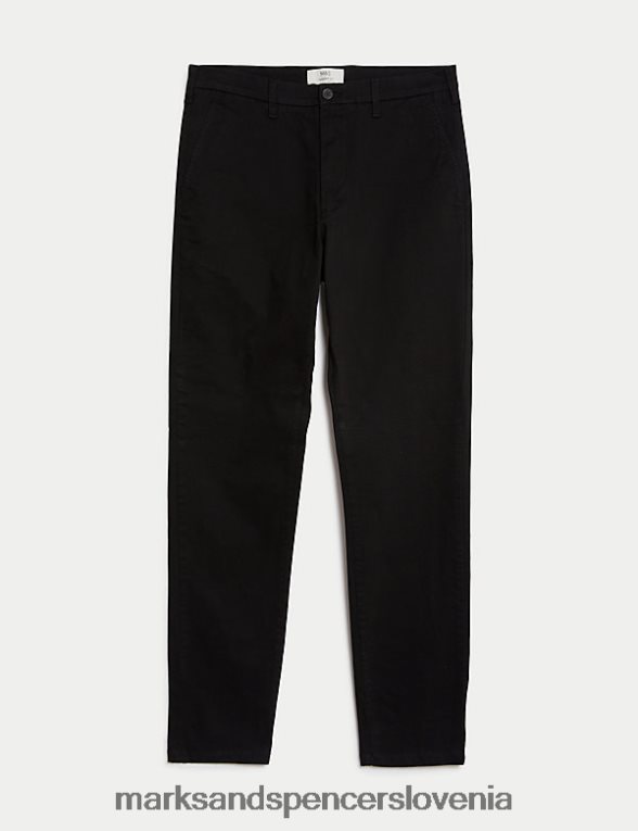 raztegljive hlače chinos s koničastim krojem Črna Marks & Spencer oblačila moški 6T8F6X5589