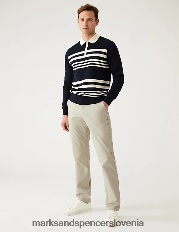 raztegljivi chinos običajnega kroja bež Marks & Spencer oblačila moški 6T8F6X238