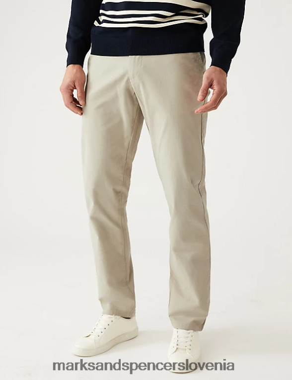 raztegljivi chinos običajnega kroja bež Marks & Spencer oblačila moški 6T8F6X238
