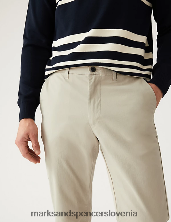 raztegljivi chinos običajnega kroja bež Marks & Spencer oblačila moški 6T8F6X238