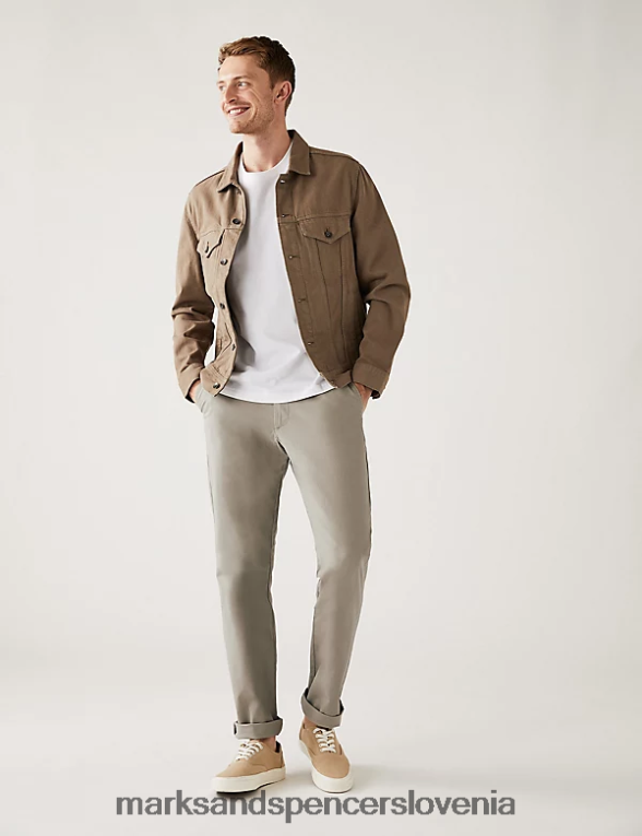 raztegljivi chinos običajnega kroja glina Marks & Spencer oblačila moški 6T8F6X237