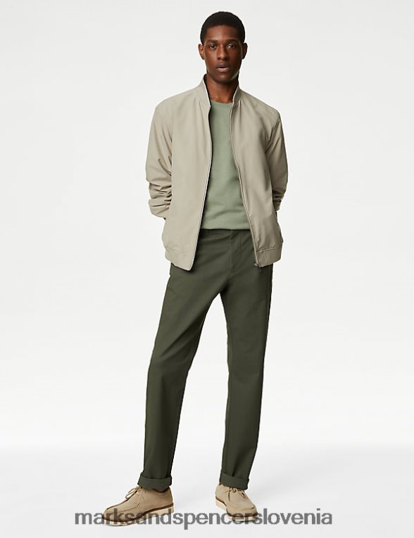 raztegljivi chinos običajnega kroja mehak kaki Marks & Spencer oblačila moški 6T8F6X241