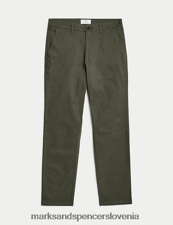 raztegljivi chinos običajnega kroja mehak kaki Marks & Spencer oblačila moški 6T8F6X241