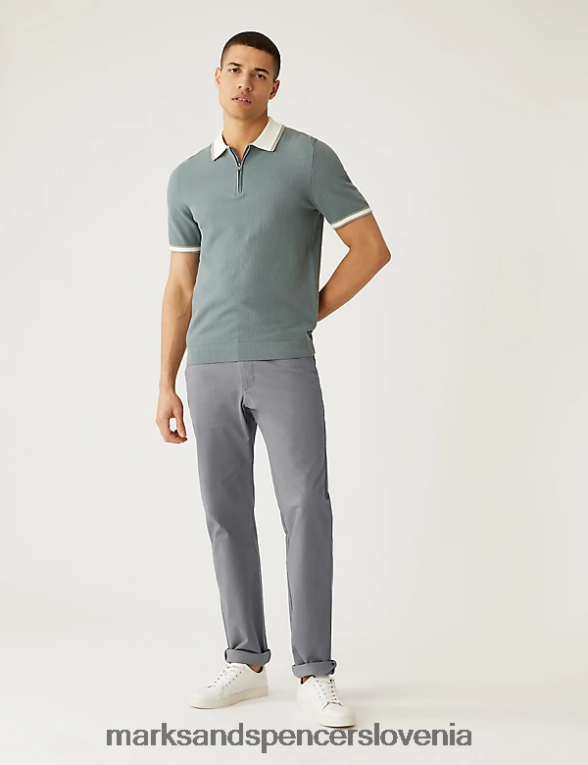 raztegljivi chinos običajnega kroja srednje siva Marks & Spencer oblačila moški 6T8F6X232