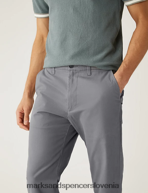 raztegljivi chinos običajnega kroja srednje siva Marks & Spencer oblačila moški 6T8F6X232
