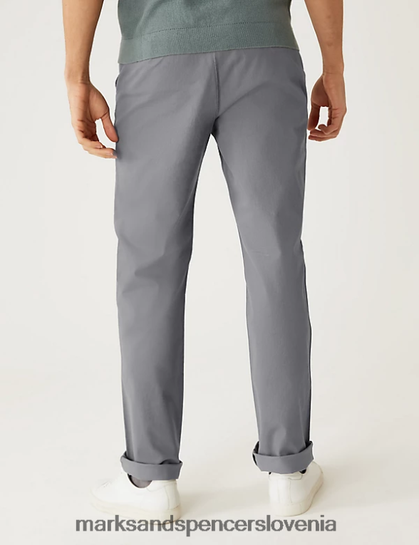 raztegljivi chinos običajnega kroja srednje siva Marks & Spencer oblačila moški 6T8F6X232