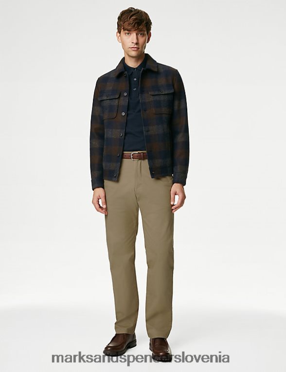 raztegljivi chinos običajnega kroja temen kamen Marks & Spencer oblačila moški 6T8F6X229