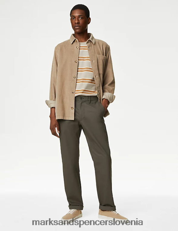raztegljivi chinos običajnega kroja temno rjava mešanica Marks & Spencer oblačila moški 6T8F6X240
