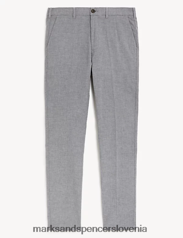 raztegljivi chinos s teksturo ozkega kroja siva mešanica Marks & Spencer oblačila moški 6T8F6X5409