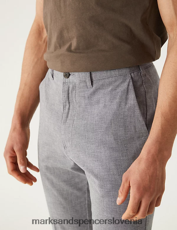raztegljivi chinos s teksturo ozkega kroja siva mešanica Marks & Spencer oblačila moški 6T8F6X5409