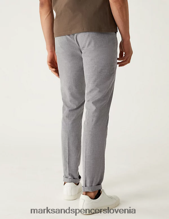 raztegljivi chinos s teksturo ozkega kroja siva mešanica Marks & Spencer oblačila moški 6T8F6X5409