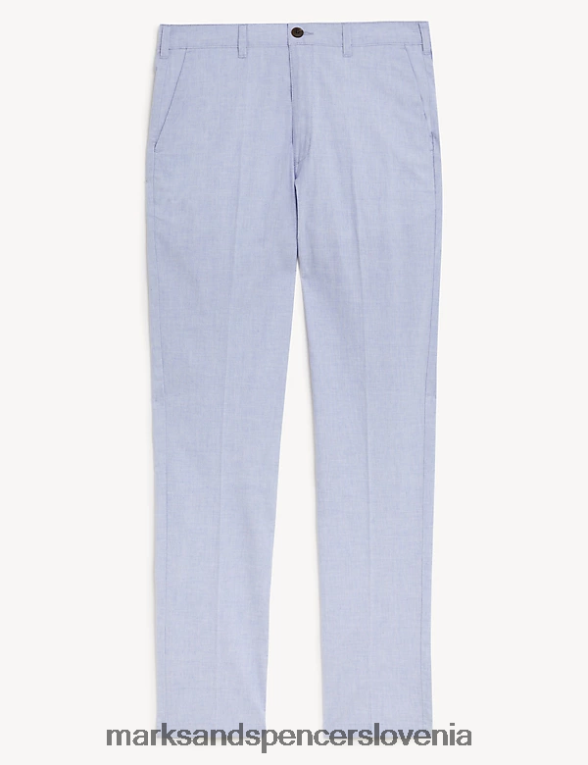 raztegljivi chinos s teksturo ozkega kroja srednje modra Marks & Spencer oblačila moški 6T8F6X6034