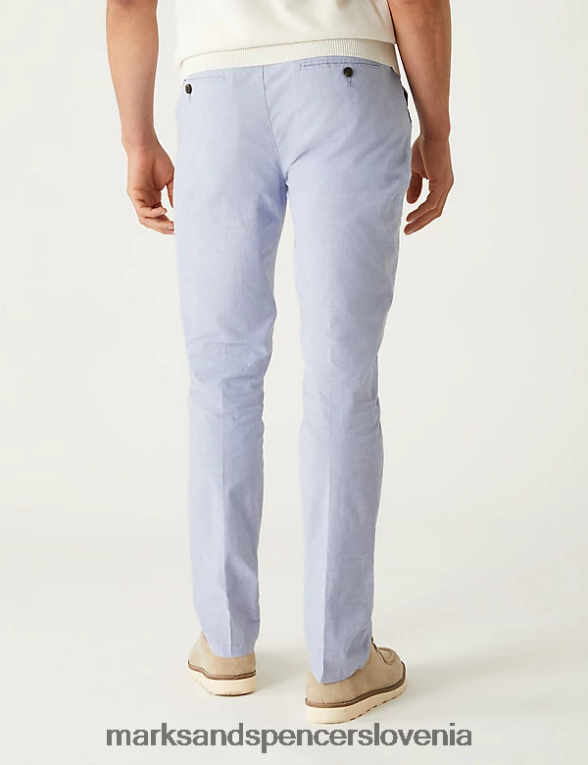 raztegljivi chinos s teksturo ozkega kroja srednje modra Marks & Spencer oblačila moški 6T8F6X6034