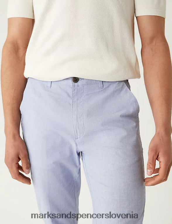 raztegljivi chinos s teksturo ozkega kroja srednje modra Marks & Spencer oblačila moški 6T8F6X6034