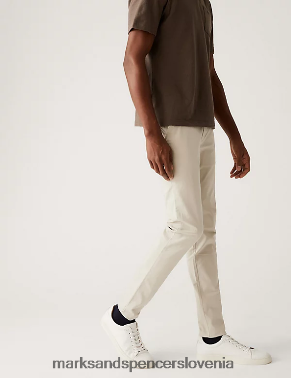 skinny fit raztegljive chinos hlače bež Marks & Spencer oblačila moški 6T8F6X5315