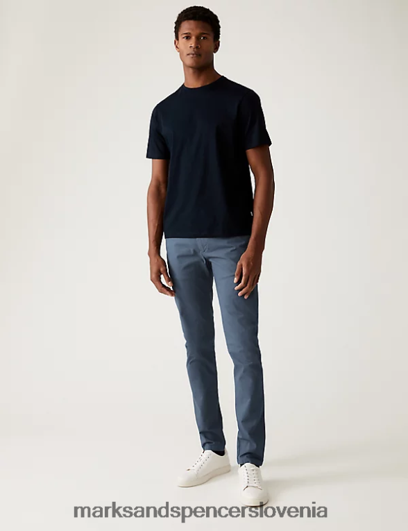 skinny fit raztegljive chinos hlače svetlo modra Marks & Spencer oblačila moški 6T8F6X5316