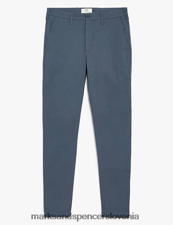skinny fit raztegljive chinos hlače svetlo modra Marks & Spencer oblačila moški 6T8F6X5316