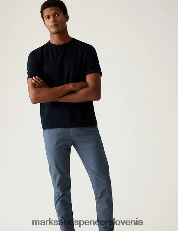 skinny fit raztegljive chinos hlače svetlo modra Marks & Spencer oblačila moški 6T8F6X5316