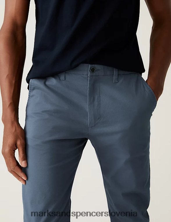skinny fit raztegljive chinos hlače svetlo modra Marks & Spencer oblačila moški 6T8F6X5316