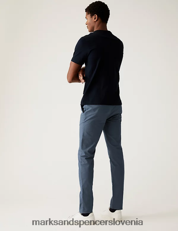 skinny fit raztegljive chinos hlače svetlo modra Marks & Spencer oblačila moški 6T8F6X5316