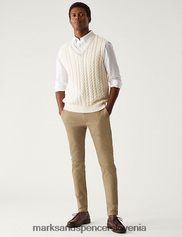 skinny fit raztegljive chinos hlače temen kamen Marks & Spencer oblačila moški 6T8F6X5314