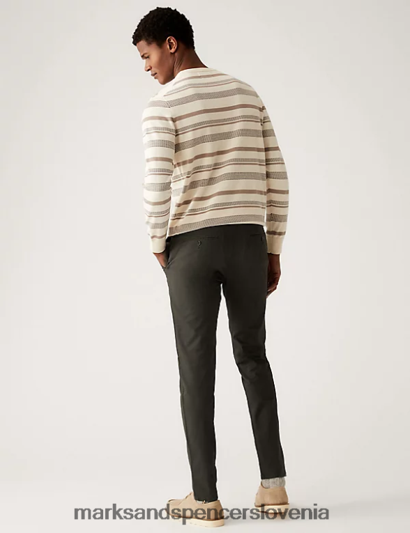 skinny fit raztegljive chinos hlače temno oglje Marks & Spencer oblačila moški 6T8F6X5317