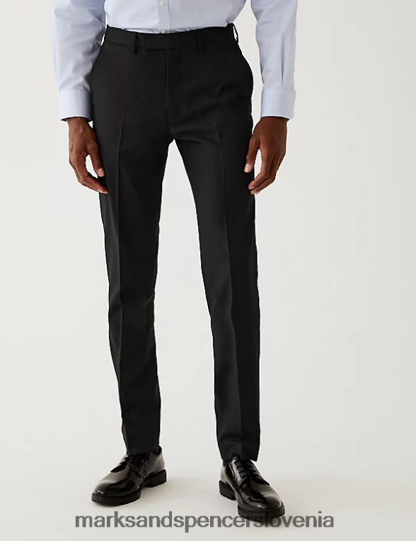 skinny fit raztegljive hlače Črna Marks & Spencer oblačila moški 6T8F6X5395