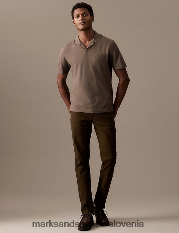 slim fit italijanske hlače s 5 žepi čokolada Marks & Spencer oblačila moški 6T8F6X6234