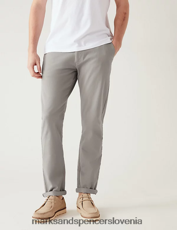 slim fit vrhunski chinos srednje siva Marks & Spencer oblačila moški 6T8F6X5304