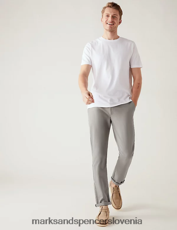 slim fit vrhunski chinos srednje siva Marks & Spencer oblačila moški 6T8F6X5304