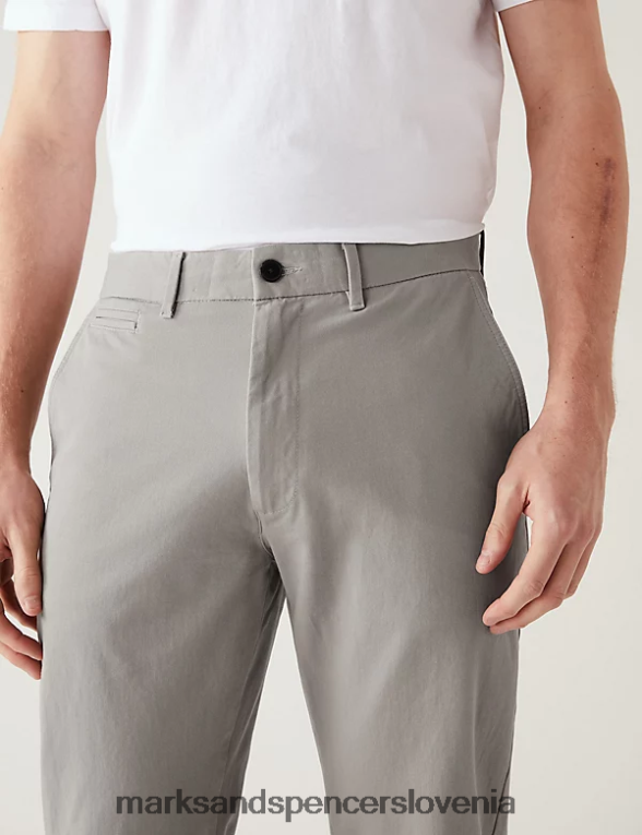slim fit vrhunski chinos srednje siva Marks & Spencer oblačila moški 6T8F6X5304