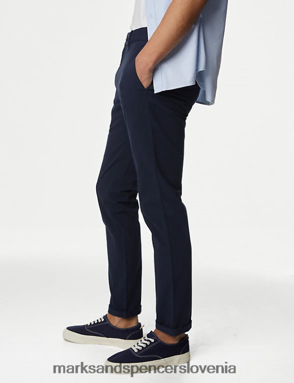 slim fit vrhunski chinos temna mornarica Marks & Spencer oblačila moški 6T8F6X5303