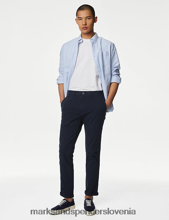 slim fit vrhunski chinos temna mornarica Marks & Spencer oblačila moški 6T8F6X5303