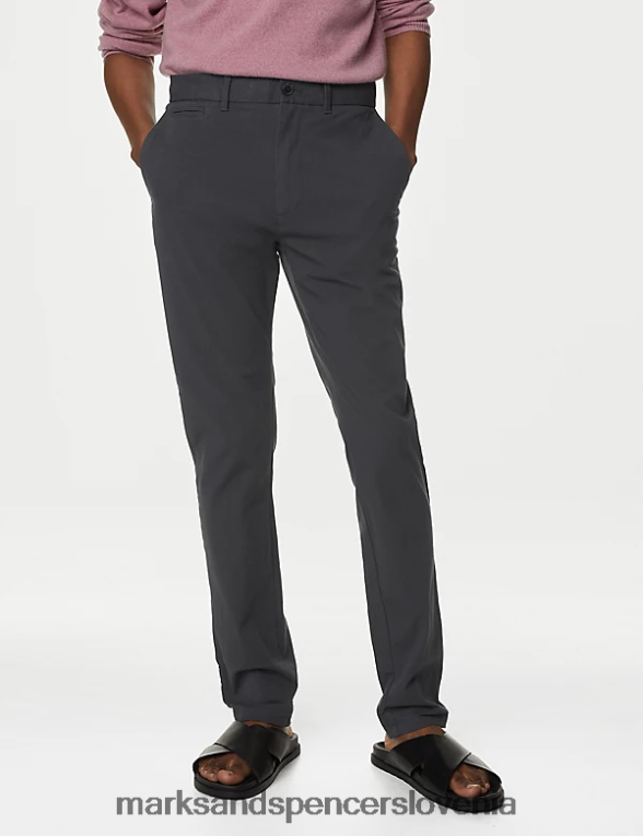 slim fit vrhunski chinos temno kositrna Marks & Spencer oblačila moški 6T8F6X5305