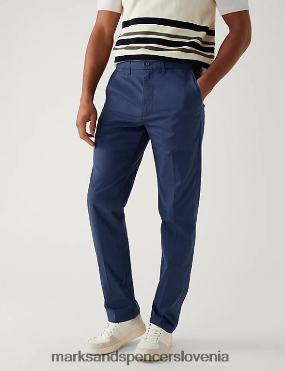 super lahki chino hlače regular fit indigo Marks & Spencer oblačila moški 6T8F6X5665