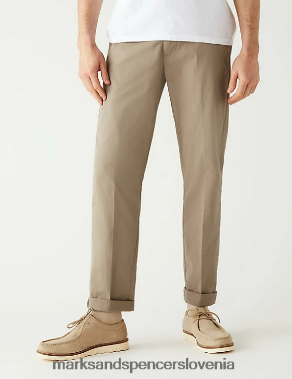 super lahki chino hlače regular fit temno bronasta Marks & Spencer oblačila moški 6T8F6X6057